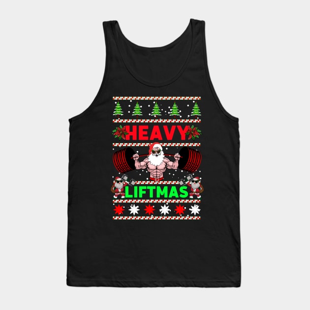 Christmas Santa Heavy Liftmas Tank Top by AniTeeCreation